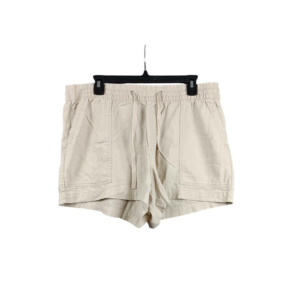 GAP Women's‎ Beige Linen Blend Drawstring Waist Shorts Size L Casual Comfort